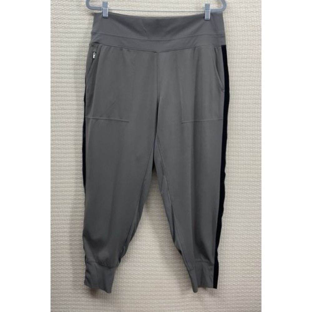 Athleta Gray Venice Velvet Stripe Stretch Athletic Jogger Pants Women XL Vietnam